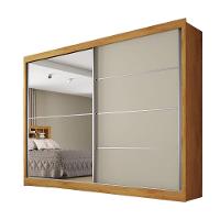 Guarda Roupa Verona Plus 1 Porta Espelhado 100% Mdf Peroba-off White-peroba - 1