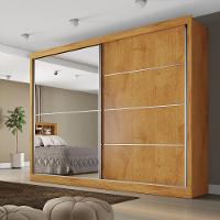 Guarda Roupa Verona Plus 1 Porta Espelhado 100% Mdf Peroba-off White-peroba - 8