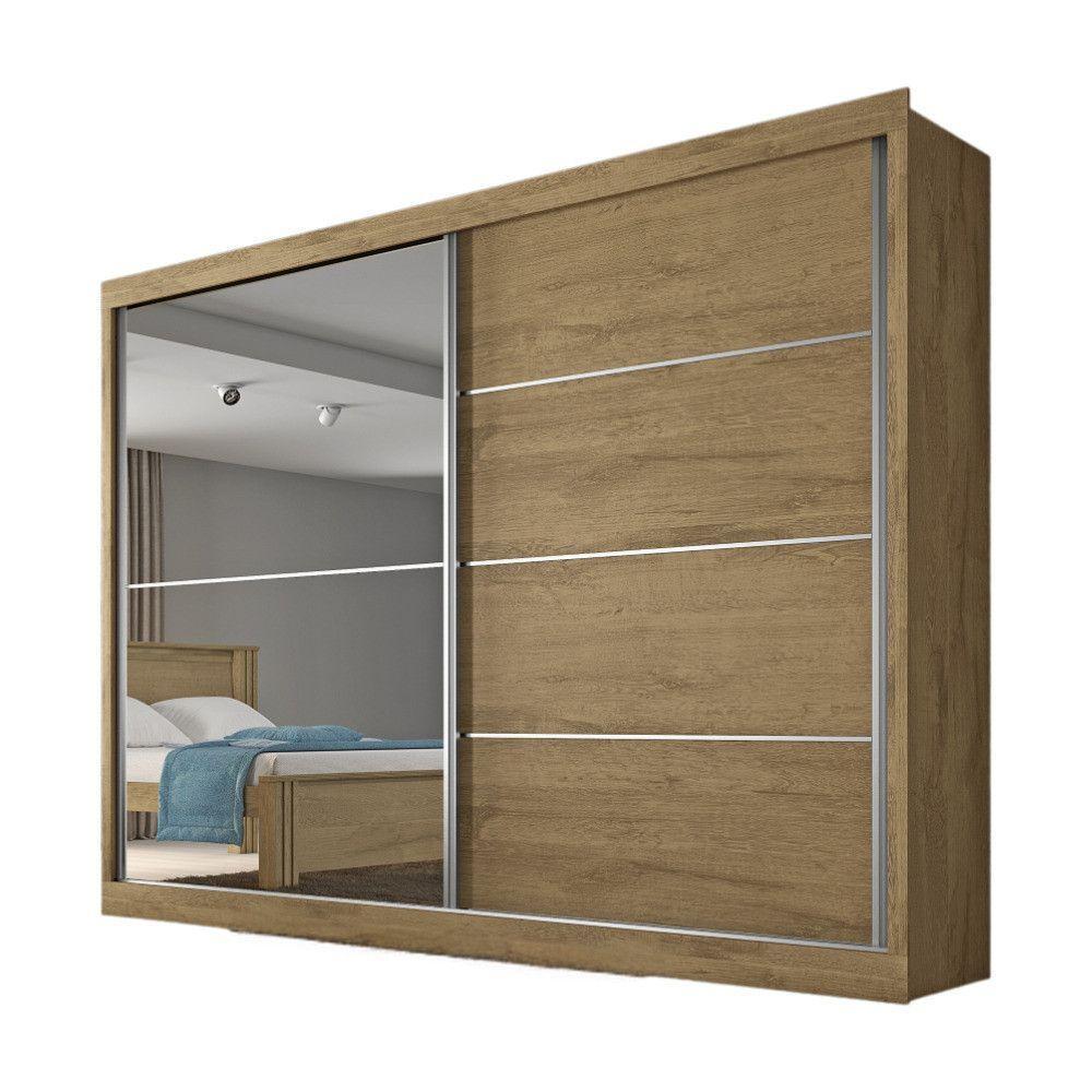 Guarda Roupa Verona Plus 1 Porta Espelhado 100% Mdf Amêndoa-off White-amêndoa - 2