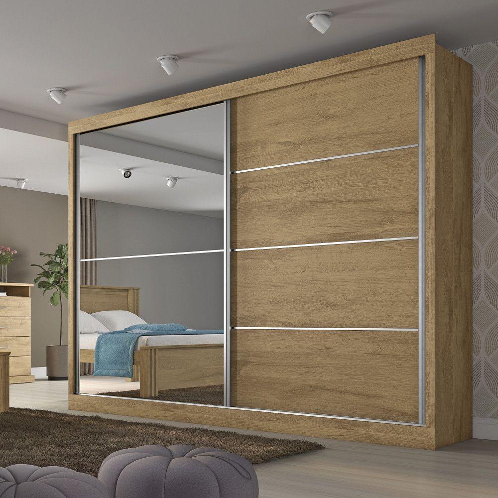 Guarda Roupa Verona Plus 1 Porta Espelhado 100% Mdf Amêndoa-off White-amêndoa - 4