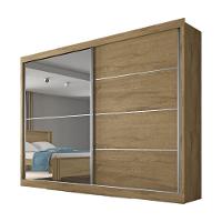 Guarda Roupa Verona Plus 1 Porta Espelhado 100% Mdf Amêndoa-off White-amêndoa - 2