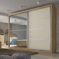 Guarda Roupa Verona Plus 1 Porta Espelhado 100% Mdf Amêndoa-off White-amêndoa - 3