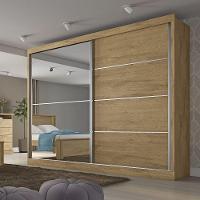 Guarda Roupa Verona Plus 1 Porta Espelhado 100% Mdf Amêndoa-off White-amêndoa