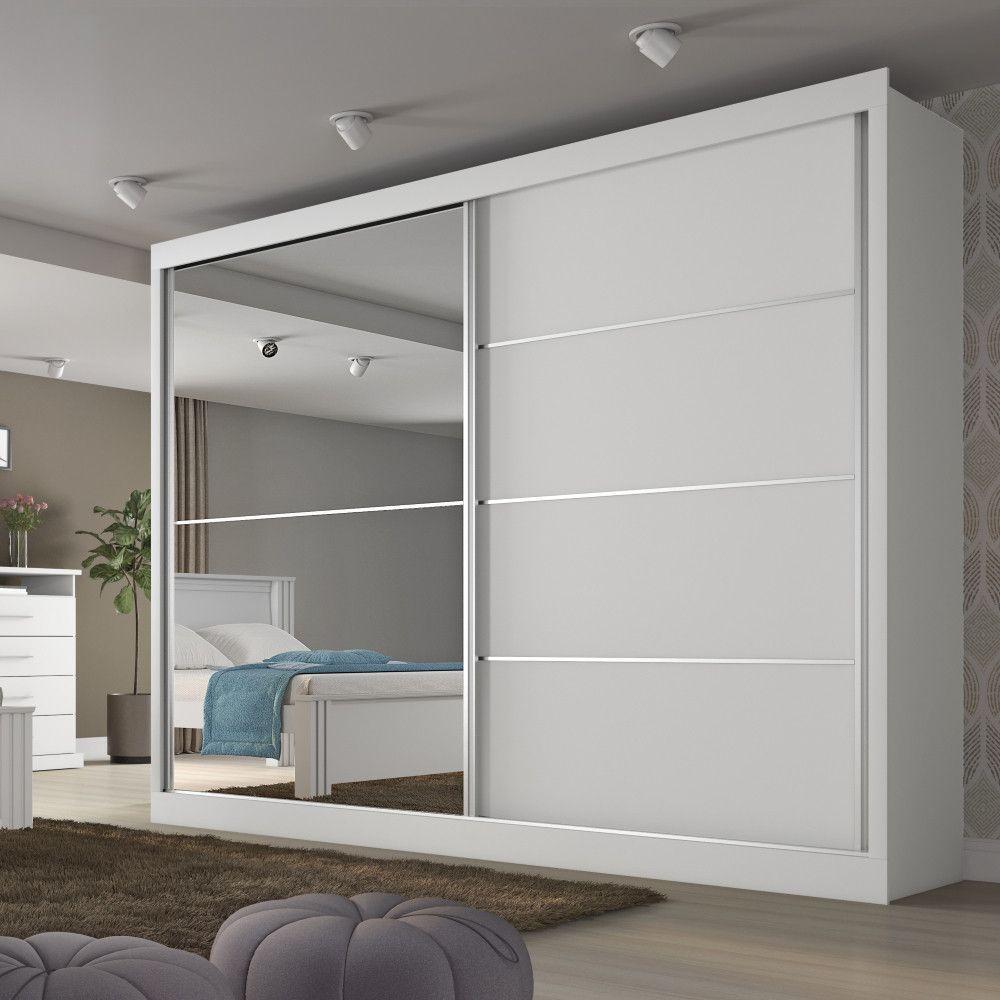 Guarda Roupa Verona Plus 1 Porta Espelhado 100% Mdf Branco Acetinado - 2