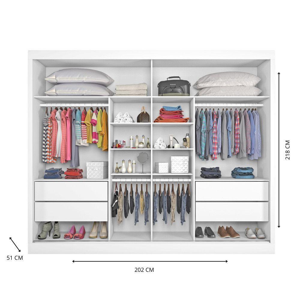 Guarda Roupa Verona Plus 1 Porta Espelhado 100% Mdf Branco Acetinado - 3