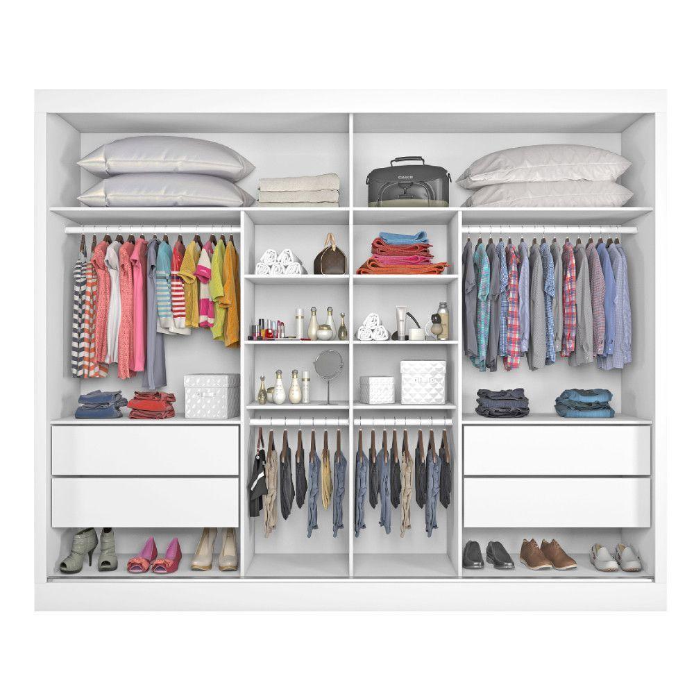 Guarda Roupa Verona Plus 1 Porta Espelhado 100% Mdf Branco Acetinado - 4