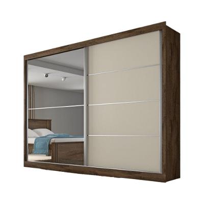 Guarda Roupa Verona Plus 1 Porta Espelhado 100% Mdf Brauna-off White-brauna
