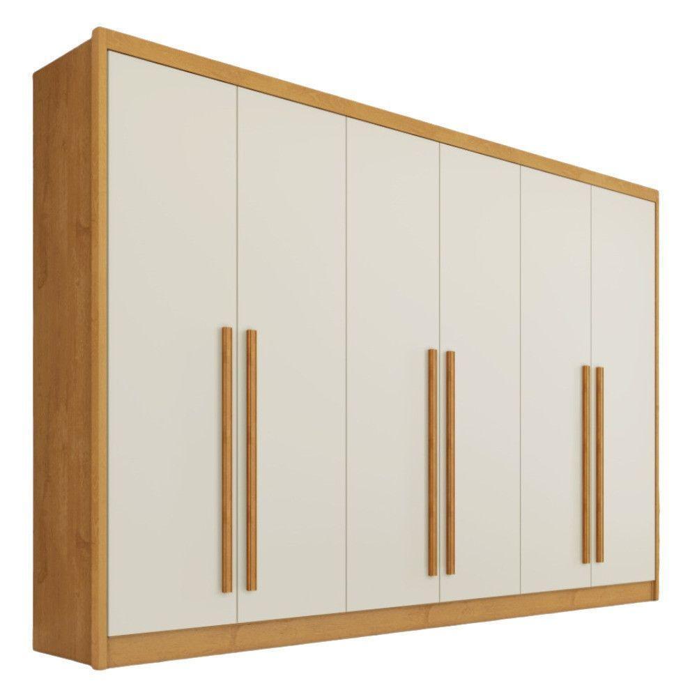 Guarda Roupa Valencia 6 Portas 6 Gavetas 100% Mdf Mademarcs Peroba-off White - 1