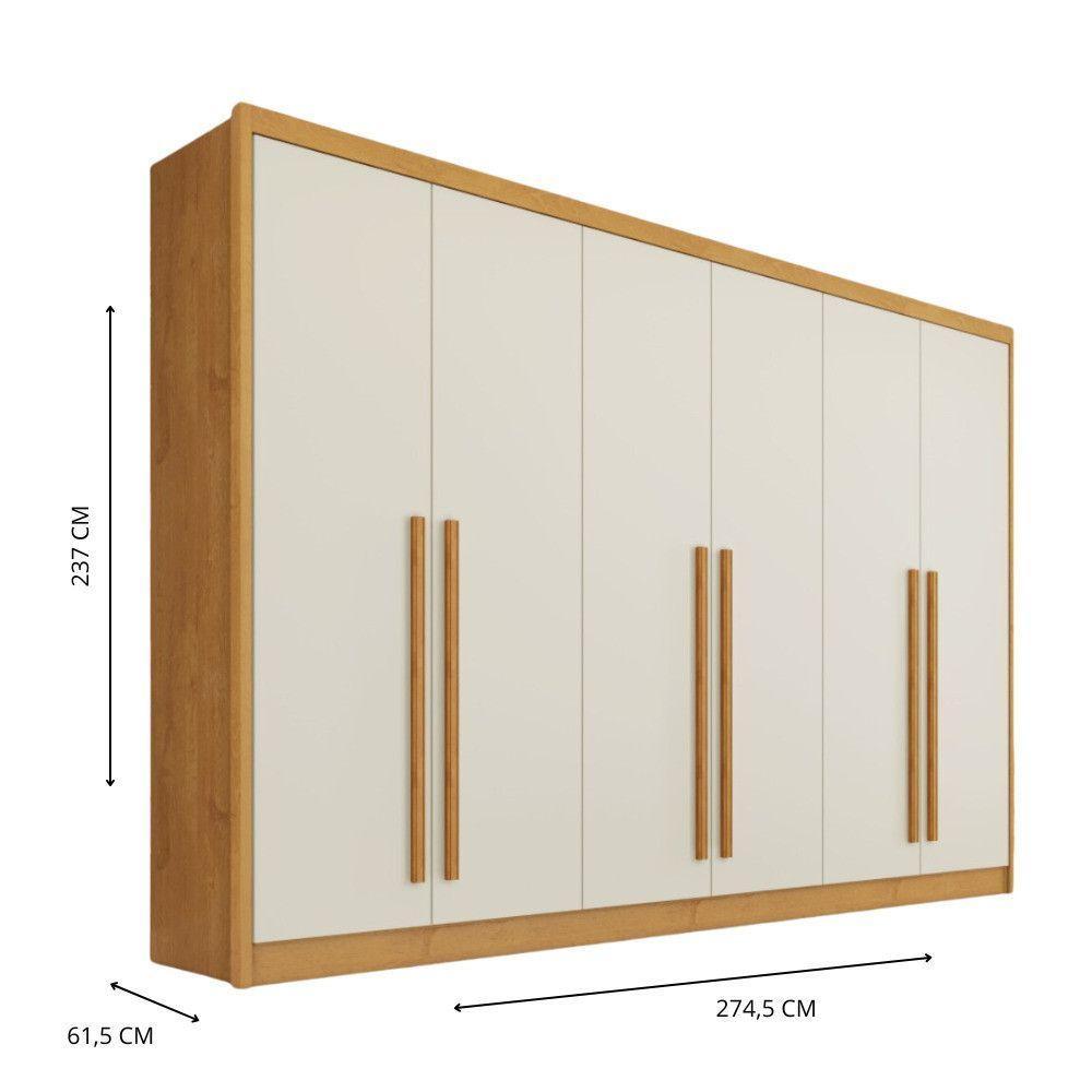 Guarda Roupa Valencia 6 Portas 6 Gavetas 100% Mdf Mademarcs Peroba-off White - 6
