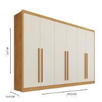 Guarda Roupa Valencia 6 Portas 6 Gavetas 100% Mdf Mademarcs Peroba-off White - 6