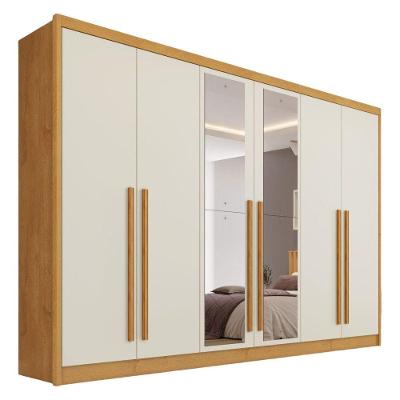 Guarda Roupa Valencia 6 Portas 6 Gavetas 100% Mdf Espelho Peroba-off White