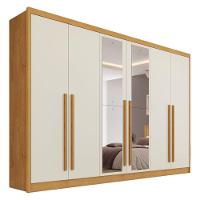 Guarda Roupa Valencia 6 Portas 6 Gavetas 100% Mdf Espelho Peroba-off White - 1