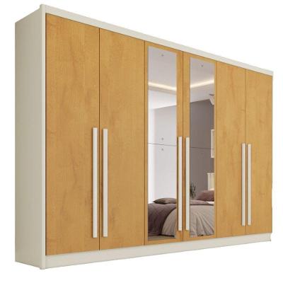 Guarda Roupa Valencia 6 Portas 6 Gavetas 100% Mdf Espelho Off White-peroba
