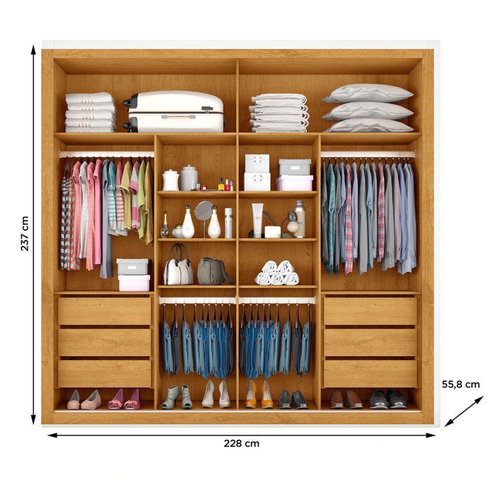 Guarda Roupa Sevilha 2 Portas Espelhadas 100% Mdf Mademarcs Peroba - 3