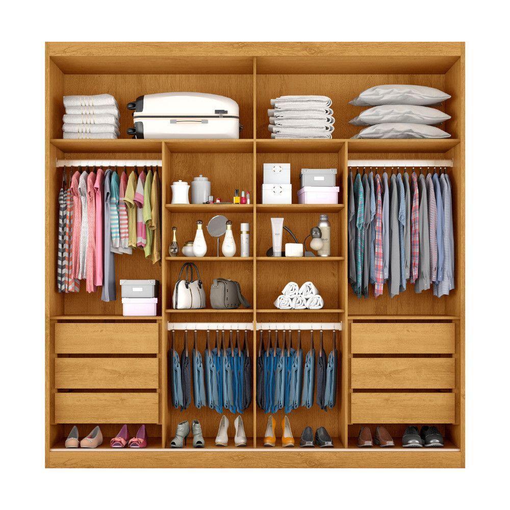 Guarda Roupa Sevilha 2 Portas Espelhadas 100% Mdf Mademarcs Peroba - 4