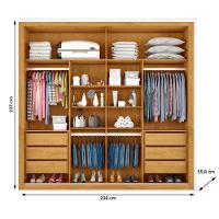 Guarda Roupa Sevilha 2 Portas Espelhadas 100% Mdf Mademarcs Peroba - 3