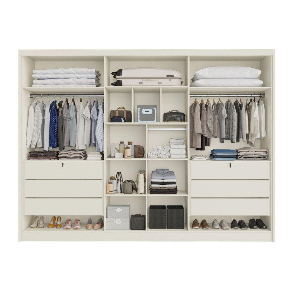 Guarda Roupa Valencia 6 Portas 6 Gavetas 100% Mdf Espelho Off White - 3