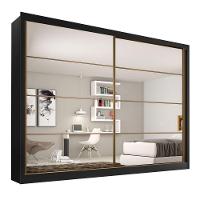 Guarda Roupa Sevilha 2 Portas Espelhadas 100% Mdf Mademarcs Preto-branco Acetinado - 1