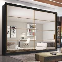 Guarda Roupa Sevilha 2 Portas Espelhadas 100% Mdf Mademarcs Preto-branco Acetinado - 2