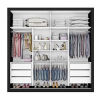 Guarda Roupa Sevilha 2 Portas Espelhadas 100% Mdf Mademarcs Preto-branco Acetinado