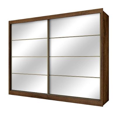 Guarda Roupa Sevilha 2 Portas Espelhadas 100% Mdf Mademarcs Brauna