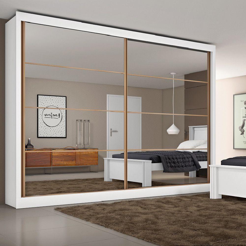 Guarda Roupa Sevilha 2 Portas Espelhadas 100% Mdf Mademarcs Branco Acetinado - 2
