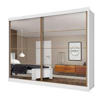 Guarda Roupa Sevilha 2 Portas Espelhadas 100% Mdf Mademarcs Branco Acetinado - 1
