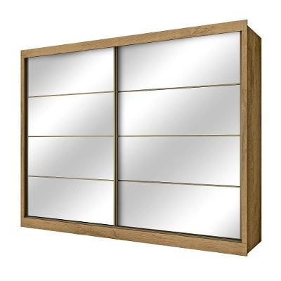 Guarda Roupa Sevilha 2 Portas Espelhadas 100% Mdf Mademarcs Amêndoa