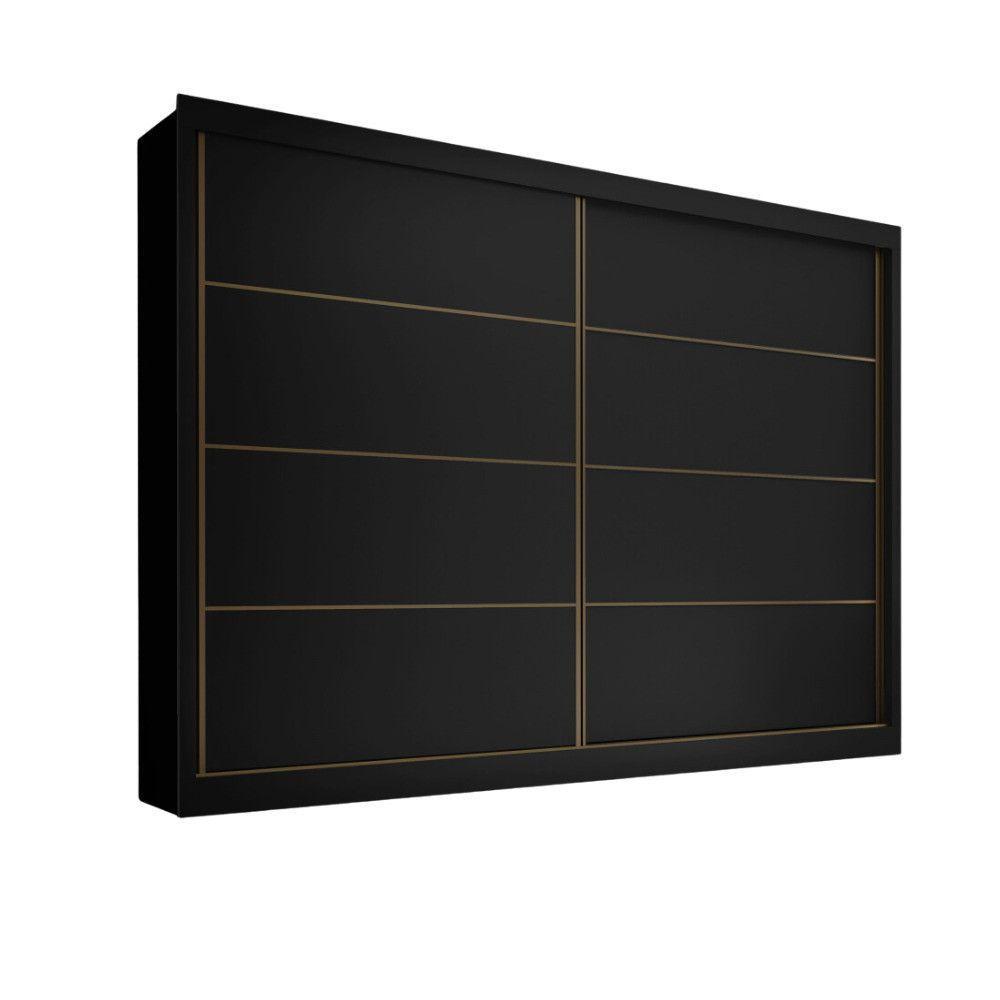 Guarda Roupa Sevilha 2 Portas 100% Mdf Mademarcs Preto-branco Acetinado-preto - 3