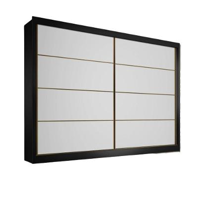 Guarda Roupa Sevilha 2 Portas 100% Mdf Mademarcs Preto-branco Acetinado-preto