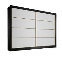 Guarda Roupa Sevilha 2 Portas 100% Mdf Mademarcs Preto-branco Acetinado-preto - 1