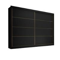 Guarda Roupa Sevilha 2 Portas 100% Mdf Mademarcs Preto-branco Acetinado-preto - 3
