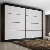 Guarda Roupa Sevilha 2 Portas 100% Mdf Mademarcs Preto-branco Acetinado-preto