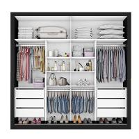 Guarda Roupa Sevilha 2 Portas 100% Mdf Mademarcs Preto-branco Acetinado-preto - 5