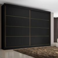 Guarda Roupa Sevilha 2 Portas 100% Mdf Mademarcs Preto-branco Acetinado-preto - 7