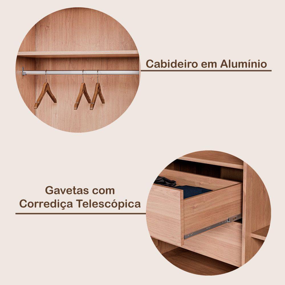 Guarda Roupa Sevilha 1 Porta Espelhada 100% Mdf Mademarcs Preto-branco Acetinado-preto - 7