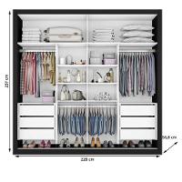 Guarda Roupa Sevilha 1 Porta Espelhada 100% Mdf Mademarcs Preto-branco Acetinado-preto - 6