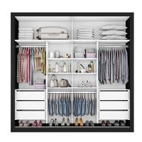 Guarda Roupa Sevilha 1 Porta Espelhada 100% Mdf Mademarcs Preto-branco Acetinado-preto - 8