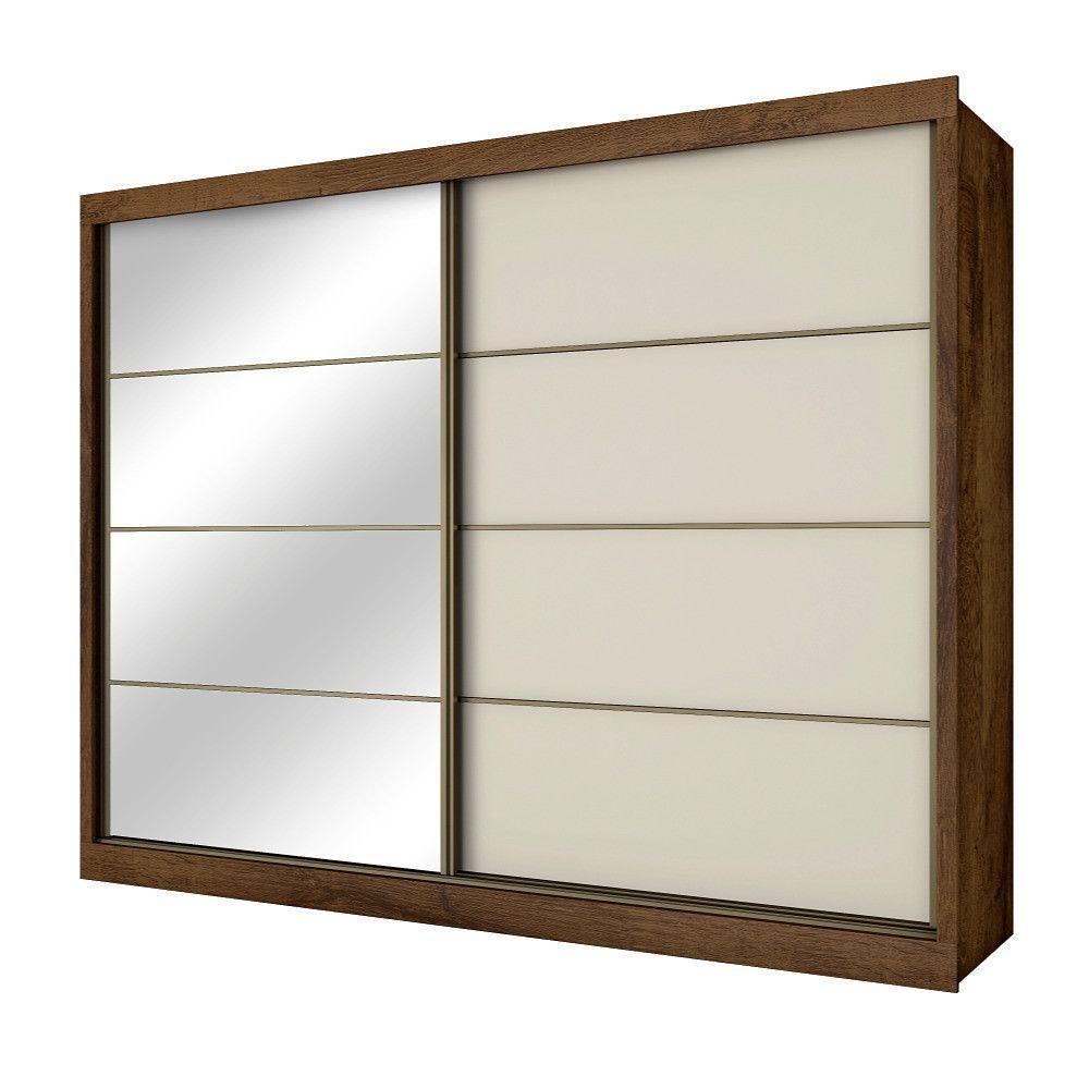 Guarda Roupa Sevilha 1 Porta Espelhada 100% Mdf Mademarcs Brauna-off White-brauna - 1