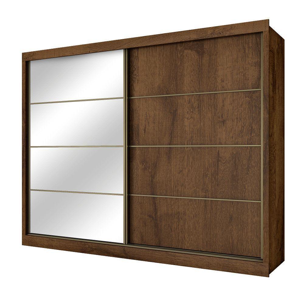 Guarda Roupa Sevilha 1 Porta Espelhada 100% Mdf Mademarcs Brauna-off White-brauna - 2