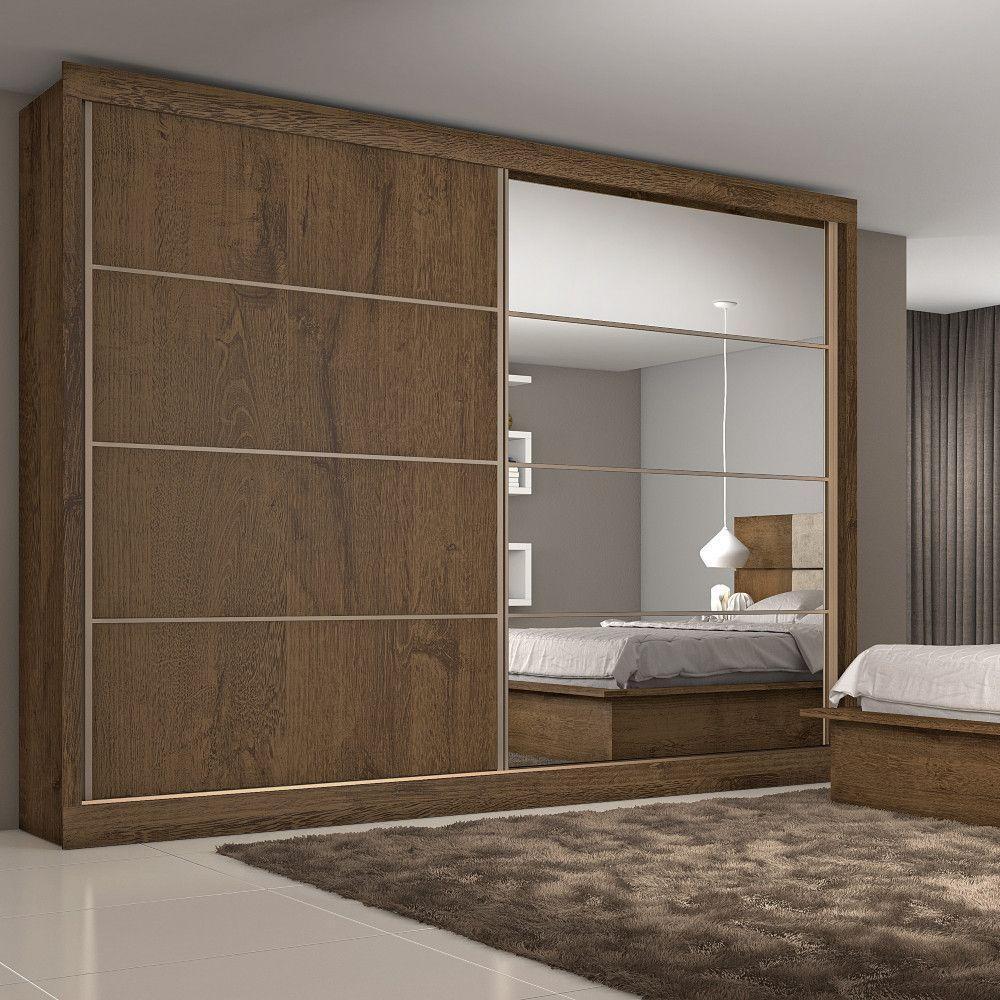 Guarda Roupa Sevilha 1 Porta Espelhada 100% Mdf Mademarcs Brauna-off White-brauna - 4