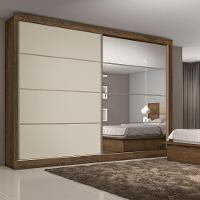 Guarda Roupa Sevilha 1 Porta Espelhada 100% Mdf Mademarcs Brauna-off White-brauna - 3