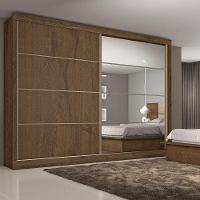 Guarda Roupa Sevilha 1 Porta Espelhada 100% Mdf Mademarcs Brauna-off White-brauna