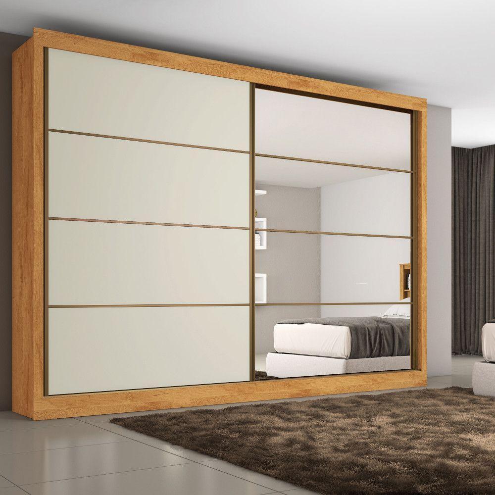 Guarda Roupa Sevilha 1 Porta Espelhada 100% Mdf Mademarcs Peroba-off White-peroba - 3