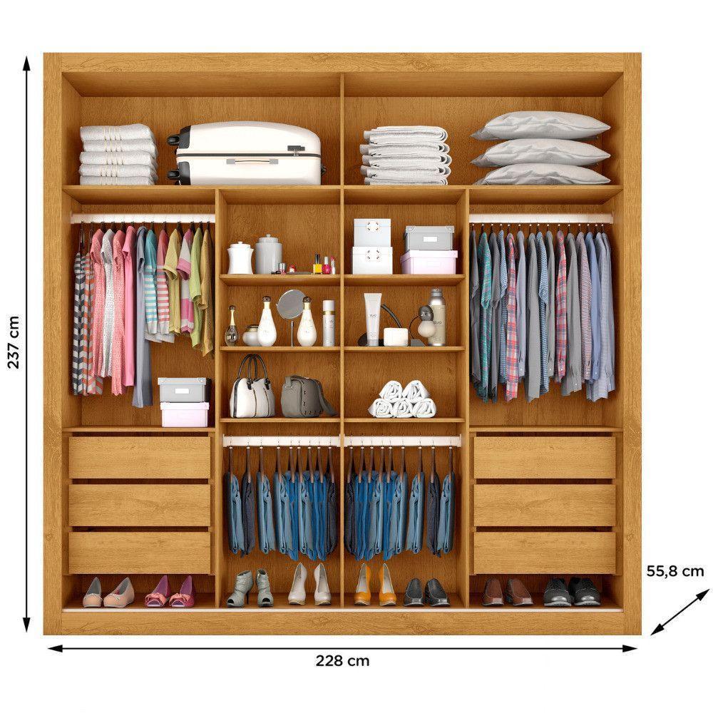 Guarda Roupa Sevilha 1 Porta Espelhada 100% Mdf Mademarcs Peroba-off White-peroba - 5