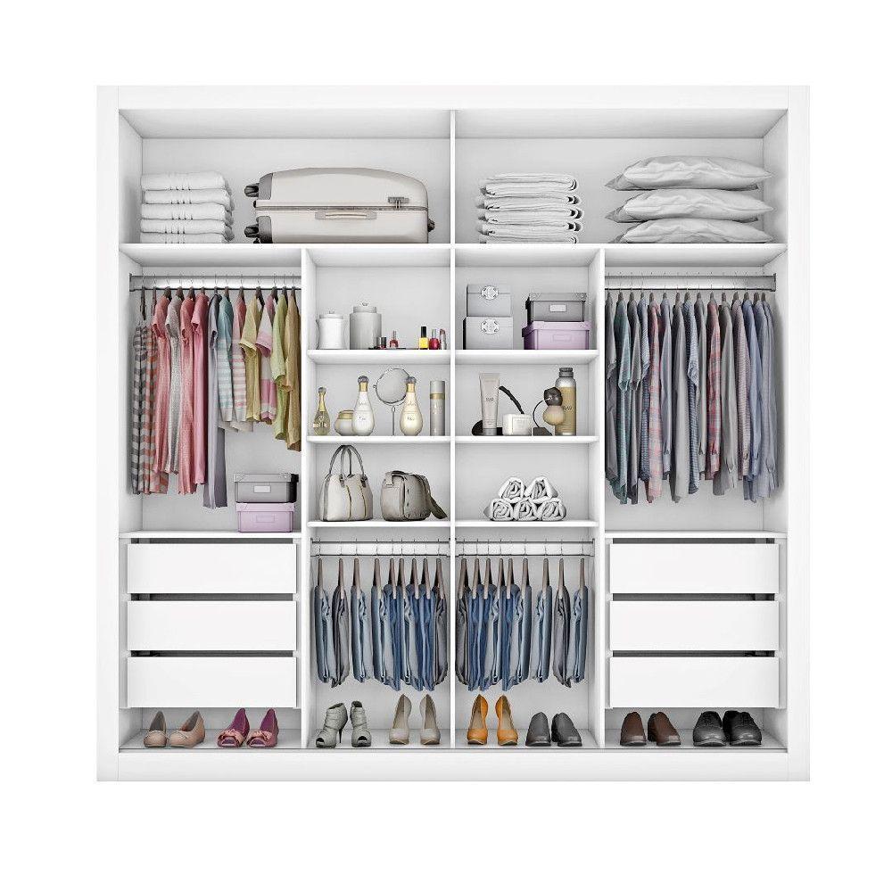 Guarda Roupa Sevilha 1 Porta Espelhada 100% Mdf Mademarcs Branco Acetinado - 4