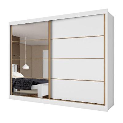 Guarda Roupa Sevilha 1 Porta Espelhada 100% Mdf Mademarcs Branco Acetinado