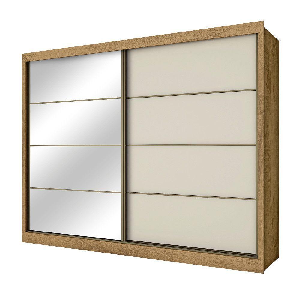 Guarda Roupa Sevilha 1 Porta Espelhada 100% Mdf Mademarcs Amêndoa-off White-amêndoa - 1