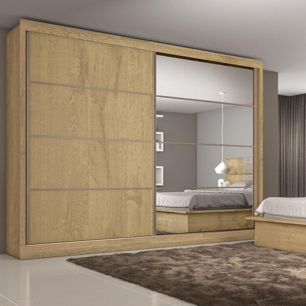 Guarda Roupa Sevilha 1 Porta Espelhada 100% Mdf Mademarcs Amêndoa-off White-amêndoa - 4