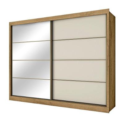 Guarda Roupa Sevilha 1 Porta Espelhada 100% Mdf Mademarcs Amêndoa-off White-amêndoa